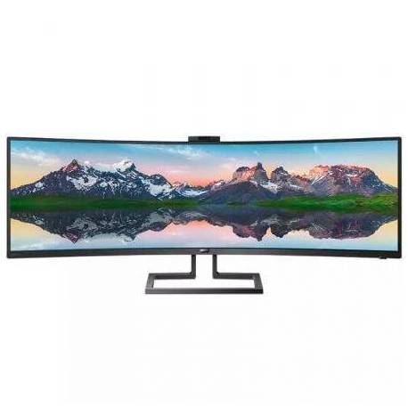 MONITOR PROFESIONAL ULTRAPANORÁMICO CURVO PHILIPS 499P9H 48.8'/ DUAL QHD/ WEBCAM/ MULTIMEDIA/ REGULABLE EN ALTURA/ NEGRO