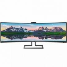 MONITOR PROFESIONAL ULTRAPANORÁMICO CURVO PHILIPS 499P9H 48.8'/ DUAL QHD/ WEBCAM/ MULTIMEDIA/ REGULABLE EN ALTURA/ NEGRO