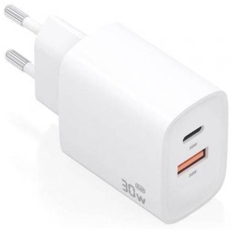 CARGADOR DE PARED GAN AISENS A110-0952/ 1XUSB TIPO-C/ 1XUSB/ 30W/ BLANCO