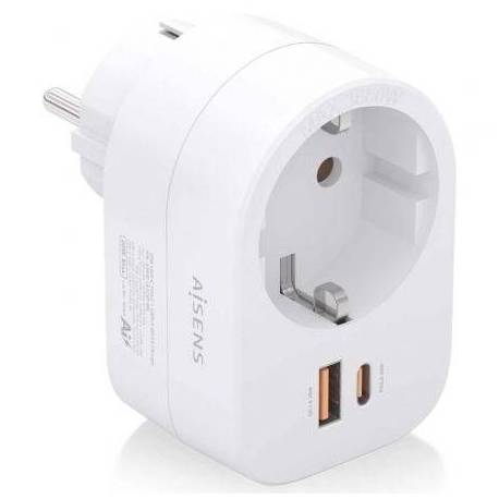 ENCHUFE AISENS ASPS-1A1C06-W/ 1 TOMA DE CORRIENTE/ 1 USB TIPO-C PD/ 1 USB/ BLANCO