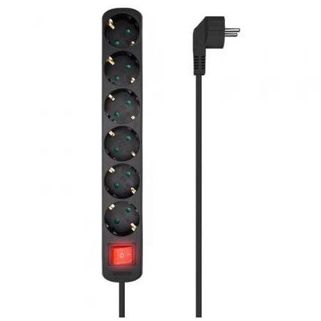 REGLETA CON INTERRUPTOR AISENS A154-0536/ 6 TOMAS DE CORRIENTE/ CABLE 1.4M/ NEGRO
