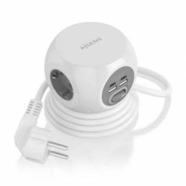 REGLETA CON INTERRUPTOR AISENS ASPS-2A2C04-W/ 3 TOMAS DE CORRIENTE/ 2 USB TIPO-C/ 2 USB/ CABLE 1.4M/ BLANCO