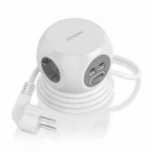 REGLETA CON INTERRUPTOR AISENS ASPS-2A2C04-W/ 3 TOMAS DE CORRIENTE/ 2 USB TIPO-C/ 2 USB/ CABLE 1.4M/ BLANCO