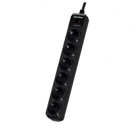 REGLETA CON INTERRUPTOR CYBERPOWER B0620SC0-DE/ 6 TOMAS DE CORRIENTE/ CABLE 1.8M/ NEGRA