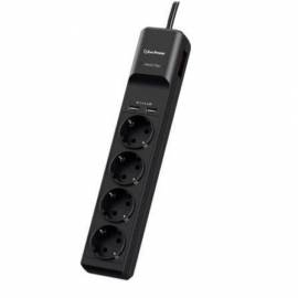 REGLETA CON INTERRUPTOR CYBERPOWER P0420SUD0-DE/ 4 TOMAS DE CORRIENTE/ 2 USB/ CABLE 1.8M/ NEGRA