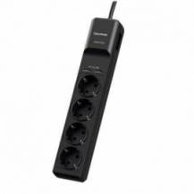 REGLETA CON INTERRUPTOR CYBERPOWER P0420SUD0-DE/ 4 TOMAS DE CORRIENTE/ 2 USB/ CABLE 1.8M/ NEGRA