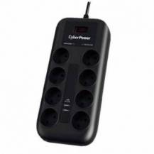 REGLETA CON INTERRUPTOR CYBERPOWER P0820SUD0-DE/ 8 TOMAS DE CORRIENTE/ 2 USB/ CABLE 1.8M/ NEGRA