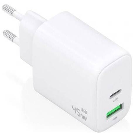 CARGADOR DE PARED GAN AISENS A110-0971/ 1XUSB TIPO-C/ 1XUSB/ 45W/ BLANCO