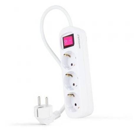 REGLETA CON INTERRUPTOR NANOCABLE 10.38.0003/ 3 TOMAS DE CORRIENTE/ CABLE 1.4M/ BLANCA