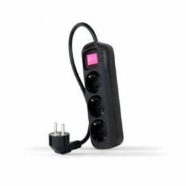 REGLETA CON INTERRUPTOR NANOCABLE 10.38.0003-BK/ 3 TOMAS DE CORRIENTE/ CABLE 1.4M/ NEGRA