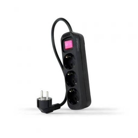 REGLETA CON INTERRUPTOR NANOCABLE 10.38.0003-BK/ 3 TOMAS DE CORRIENTE/ CABLE 1.4M/ NEGRA