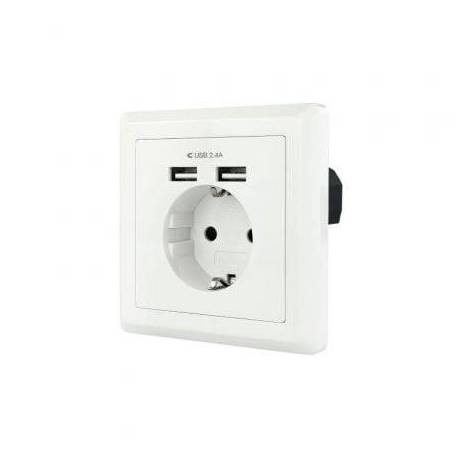 ROSETA DE PARED NANOCABLE 10.35.0010/ 1 SCHUKO/ 2 USB