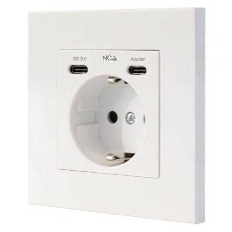 ROSETA DE PARED NANOCABLE 10 35 0012/ 1 SCHUKO/ 2 USB