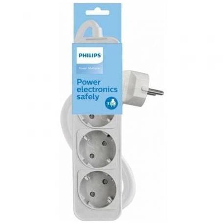 REGLETA CON INTERRUPTOR PHILIPS CHP2134W/12/ 3 TOMAS DE CORRIENTE/ CABLE 1.5M/ BLANCO