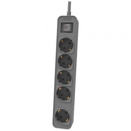 REGLETA CON INTERRUPTOR PHILIPS CHP2154G/12 5 TOMAS DE CORRIENTE/ CABLE 1.5M/ GRIS