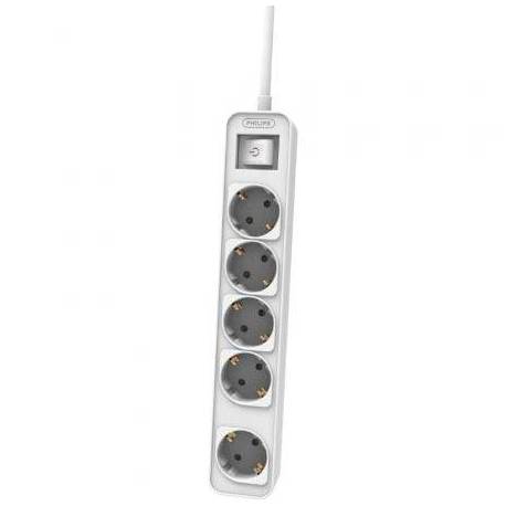 REGLETA CON INTERRUPTOR PHILIPS CHP2154W/12/ 5 TOMAS DE CORRIENTE/ CABLE 1.5M/ BLANCO