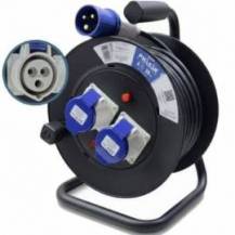 REGLETA ENROLLABLE PHASAK BN 3475/ 2 ENCHUFE INDUSTRIAL 2P+TT/ CABLE 25M/ NEGRO Y AZUL