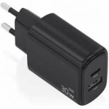 CARGADOR DE PARED GAN AISENS A110-0978/ 1XUSB TIPO-C/ 1XUSB/ 30W/ NEGRO