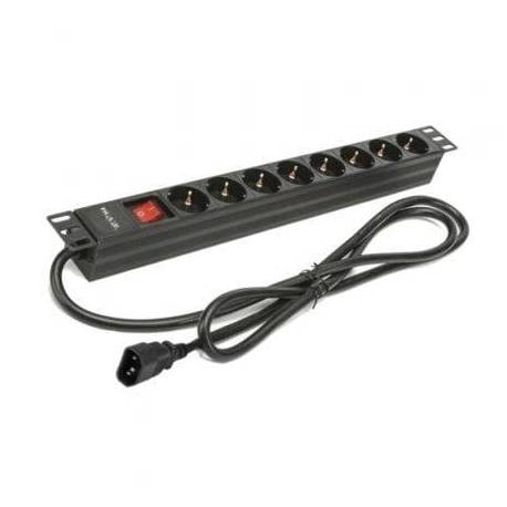 REGLETA CON INTERRUPTOR PHASAK BNS 3535/ 8 TOMAS DE CORRIENTE/ CABLE 2M/ NEGRO