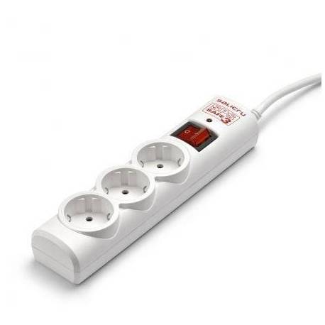 REGLETA CON INTERRUPTOR SALICRU SPS SAFE 3/ 3 TOMAS DE CORRIENTE/ CABLE 1.5M/ BLANCA