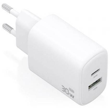 CARGADOR DE PARED GAN AISENS A110-0977/ 1XUSB TIPO-C/ 1XUSB/ 30W/ BLANCO