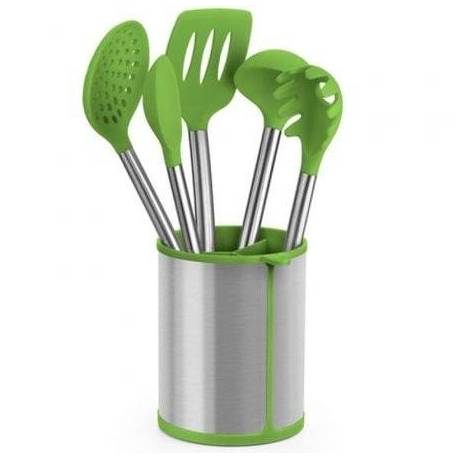 SET 5 UTENSILIOS BRA PRIOR A197011/ BOTE PORTA UTENSILIOS/ ESPÁTULA/ CUCHARA/ PASTA/ CAZO/ ESPUMADERA/ CUCHARÓN
