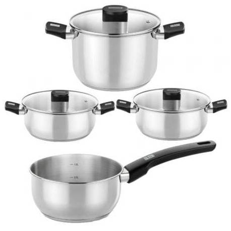 PACK BATERÍA DE COCINA ELITE MONIX M240001/ CAZO Ø14CM/ OLLAS Ø24CM/ CACEROLAS Ø20 - 24CM/ ACERO INOXIDABLE/ APTA PARA INDUCCIÓN