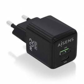 CARGADOR DE PARED GAN AISENS ASCH-20W2P011-BK/ 1XUSB TIPO-C/ 1XUSB/ 20W
