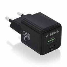 CARGADOR DE PARED GAN AISENS ASCH-20W2P011-BK/ 1XUSB TIPO-C/ 1XUSB/ 20W