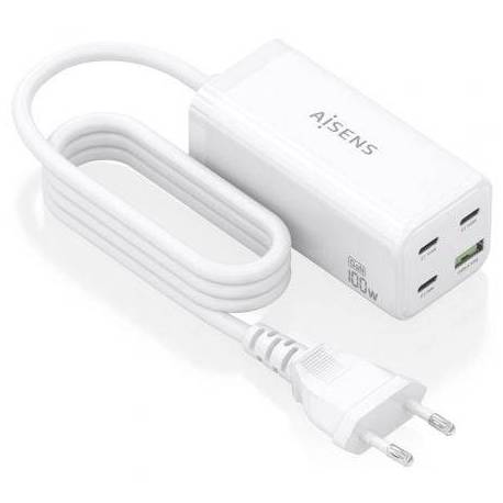 CARGADOR SOBREMESA GAN AISENS ASCH-100W4P053-W/ 3XUSB TIPO-C/ 1XUSB/ 100W