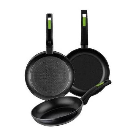 PACK 3 SARTENES MONIX GREEN M481241/ Ø18CM/ Ø22CM/ Ø26CM/ ALUMINIO FORJADO