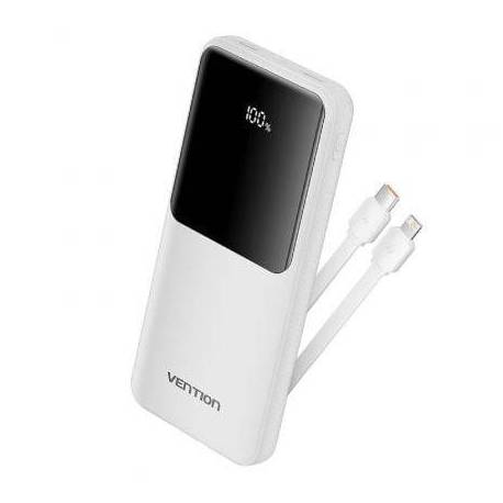 POWERBANK 10000MAH VENTION FHOW0/ 22.5W/ BLANCA/ INCLUYE CABLE USB TIPO-C Y LIGHTNING