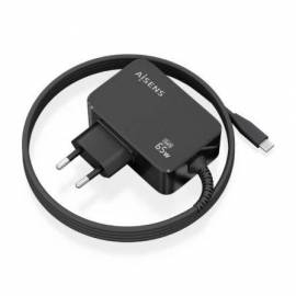 CARGADOR DE PARED GAN AISENS ASCH-1PD65WL033-BK/ 1XUSB TIPO-C + CABLE 1.8M/ 65W
