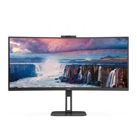 MONITOR PROFESIONAL CURVO ULTRAPANORÁMICO AOC CU34V5CW/BK 34'/ UWQHD/ WEBCAM/ MULTIMEDIA/ REGULABLE EN ALTURA/ NEGRO