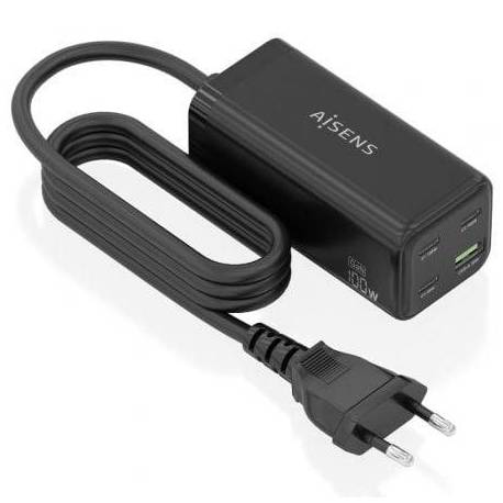 CARGADOR SOBREMESA GAN AISENS ASCH-100W4P054-BK/ 3XUSB TIPO-C/ 1XUSB/ 100W