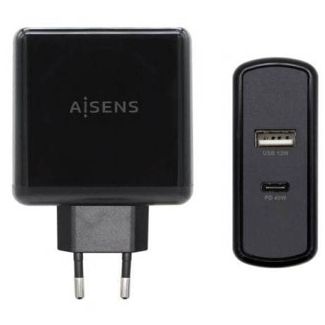 CARGADOR DE PARED AISENS ASCH-2PD45A-BK/ 1XUSB TIPO-C/ 1X USB/ 57W