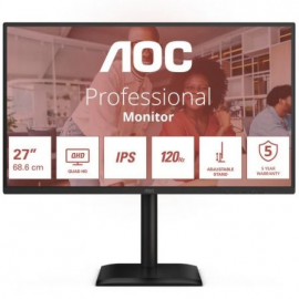 MONITOR PROFESIONAL AOC Q27E4U 27'/ QHD/ MULTIMEDIA/ REGULABLE EN ALTURA/ NEGRO