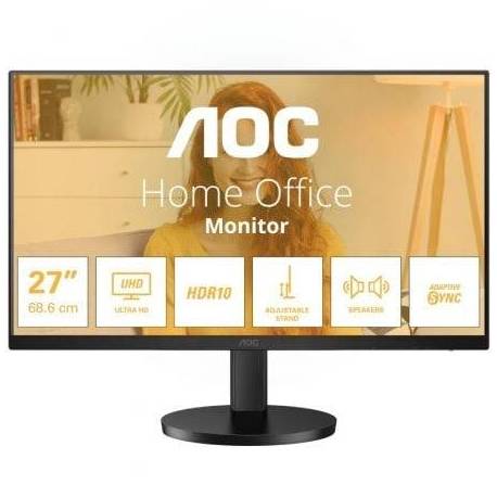 MONITOR PROFESIONAL AOC U27B3AF 27'/ 4K/ MULTIMEDIA/ REGULABLE EN ALTURA/ NEGRO
