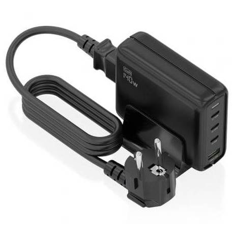CARGADOR SOBREMESA GAN AISENS ASCH-140W4P056-BK/ 3XUSB TIPO-C/ 1XUSB/ 140W