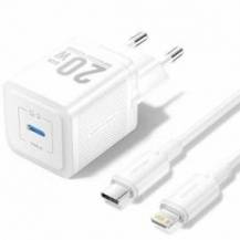 CARGADOR DE PARED GAN VENTION TZ-FEPW0-EU-02/ 1XUSB TIPO-C + CABLE LIGHTNING/ 20W