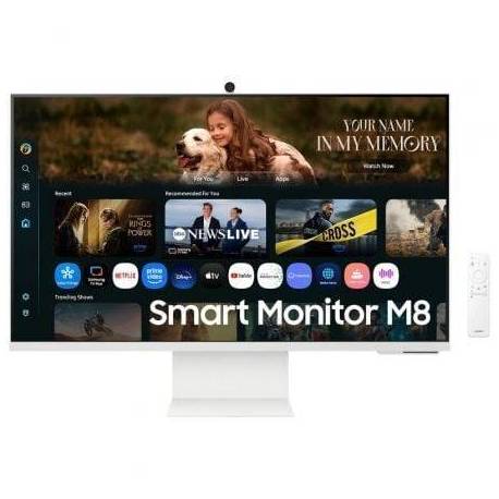 SMART MONITOR SAMSUNG M8 M80F S32FM801UU 32'/ 4K/ MULTIMEDIA/ REGULABLE EN ALTURA/ SMART TV/ WEBCAM/ BLANCO
