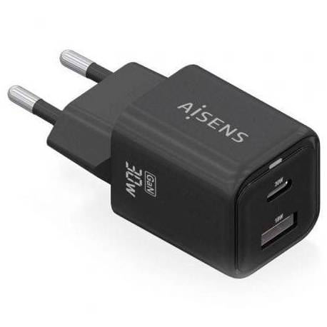 CARGADOR DE PARED GAN AISENS ASCH-30W2P021-BK/ 1XUSB TIPO-C/ 1XUSB/ 30W