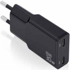 CARGADOR DE PARED GAN AISENS ASCH-30W2P049-BK/ 2XUSB TIPO-C/ 30W/ NEGRO
