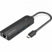 HUB USB TIPO-C VENTION TGPBB/ 3XUSB/ 1XRJ45/ 1XMICRO B PD
