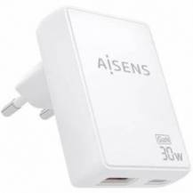 CARGADOR DE PARED GAN AISENS ASCH-30W2P074-W/ 1XUSB TIPO-C/ 1XUSB/ 30W/ BLANCO