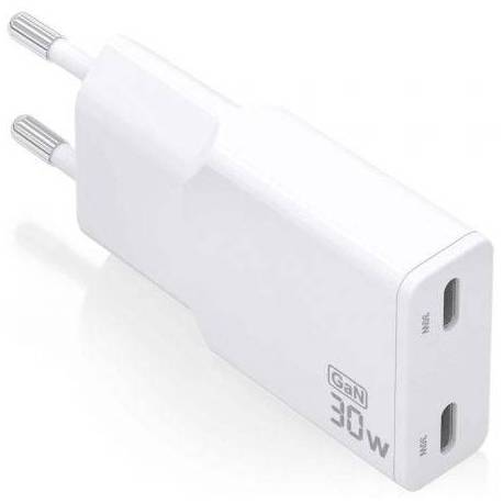 CARGADOR DE PARED GAN AISENS ASCH-30W2P048-W/ 2XUSB TIPO-C/ 30W/ BLANCO