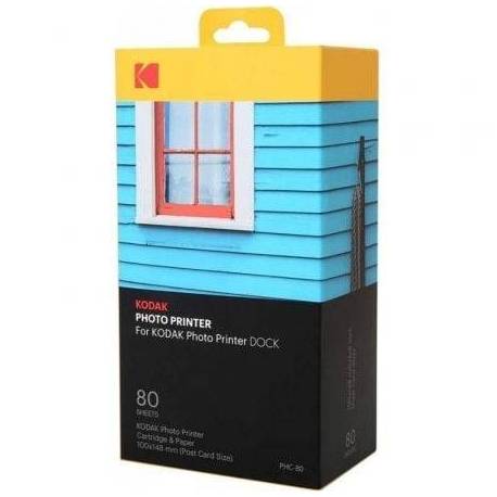 PAPEL FOTOGRÁFICO + CARTUCHOS PARA KODAK DOCK PD450 Y KD600/ 4'X6'/ 80 HOJAS