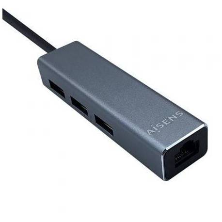 HUB USB TIPO-C AISENS A109-0396/ 3XUSB/ 1XRJ45/ GRIS