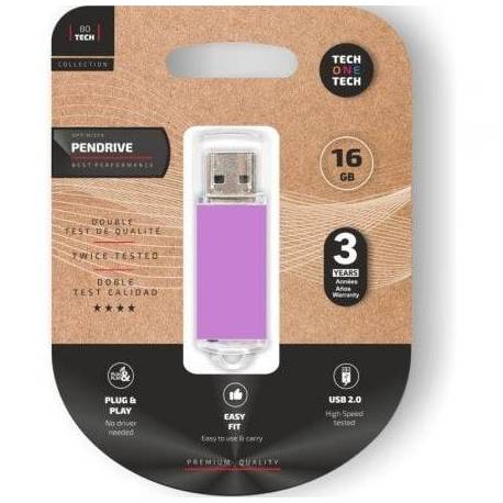 PENDRIVE 16GB TECH ONE TECH BASIC USB 2.0/ PURPURA CLARO