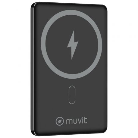 POWERBANK 5000MAH MUVIT FOR CHANGE MCCHP0009/ 20W/ WIRELESS/ NEGRA/ INCLUYE CABLE USB TIPO-C